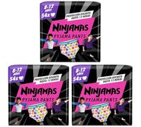 Dodot Pañal-Braguita Ninjamas, Talla 8-12 años (27-43 kg), 54 pañales tipo braguita, pañal noche con Corazones, Protección Contra Fugas Toda La Noche (Paquete de 3)