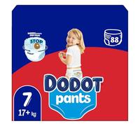 Dodot Pañal-Braguita Pants Talla 7, 17+ kg, 88 Pañales, Ajuste 360º con cintura elástica y barreras antifugas, cambio rápido, ajuste seguro sin holguras, comodidad y libertad de movimiento