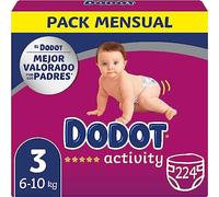 Dodot Pañales Bebé Activity Talla 3 (6-10 kg), 224 Pañales con Ajuste Más Resistente
