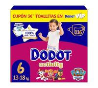 Dodot Pañales Bebé Activity Talla 6, 116 Pañales, 13kg+, Nuestro Nº1 en Absorción y Comodidad