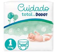 Dodot Pañales Bebé Cuidado Total Talla 1 (2-5 kg), 100 Pañales, Suave Protección de la Piel de Dodot con Ingredientes de Origen Vegetal