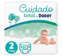 Dodot Pañales Bebé Cuidado Total Talla 2 (4-8 kg), 112 Pañales, Suave Protección de la Piel con Materiales de Origen Vegetal, Algodón Premium