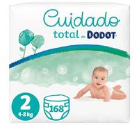 Dodot Pañales Bebé Cuidado Total Talla 2 (4-8 kg), 168 Pañales, Suave Protección de la Piel con Ingredientes de Origen Vegetal