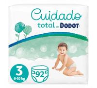 Dodot Pañales Bebé Cuidado Total Talla 3 (6-10 kg), 92 Pañales, Protección Suave con Algodón Premium y Materiales de Origen Vegetal, Hasta 12h Seco