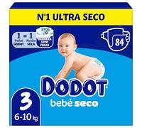 Dodot Pañales Bebé-Seco, Talla 3 (6-10 kg), 84 Pañales, Una Noche Hasta Un 100% Libre De Fugas