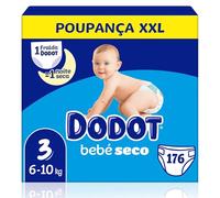 Dodot Pañales Bebé-Seco Talla 3, 6-10kg, 176 Pañales con Protección Antifugas, Pack Mensual