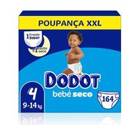 Dodot Pañales Bebé-Seco Talla 4 9-14kg, 164 Pañales con Protección Antifugas, Pack Mensual