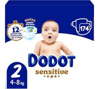 Dodot Pañales Bebé Sensitive Talla 2 (4-8 kg), 174 Unidades, Protección de la Piel Recién Nacido, Ultra Suaves, Indicador de Humedad, Barrera Anti Fugas, Testados Dermatológicamente