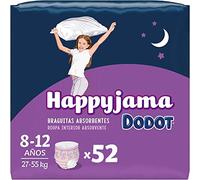 Dodot Pañales HappyJama para Niña 8 -12 Años (27-55 kg), 52 Unidades, Pañal con Protección Anti-Fugas Durante la Noche