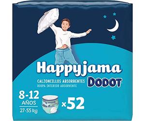 Dodot Pañales HappyJama para Niño 8 -12 años (27-55 kg), 52 Unidades, Pañal con Protección Anti-Fugas Durante la Noche