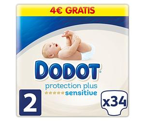 Dodot Pañales Protection Plus Sensitive, Talla 2, para Bebes de 4-8 kg - 34 Pañales