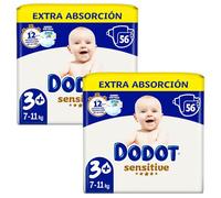Dodot Pañales Sensitive Extra-Jumbo Pack T3+ (7-11 Kg) 2x56 uds