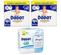 Dodot Pañales Sensitive Extra-Jumbo Pack T4+ 2x48 uds + Toallitas Plastic Free 288 uds