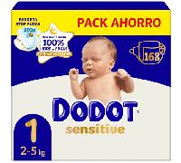 Dodot Pañales Sensitive Jumbo Pack T1 (2-5 Kg) 168 uds