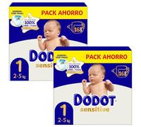 Dodot Pañales Sensitive Jumbo Pack T1 (2-5 Kg) 2x168 uds