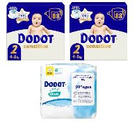 Dodot Pañales Sensitive Jumbo Pack T2 2x88 uds + Toallitas Plastic Free 288 uds