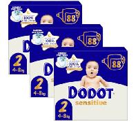 Dodot Pañales Sensitive Jumbo Pack T2 (4-8 Kg) 3x88 uds