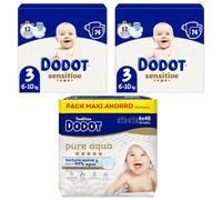 Dodot Pañales Sensitive T3 2x74 uds + Toallitas Aqua Touch 288 uds