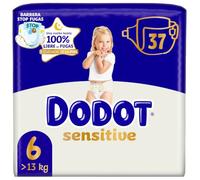 Dodot Pañales Bebé Sensitive Talla 6 (+13 kg), 111 Pañales, Hasta 12 h De Protección Antifugas y Cuidado de la Piel, Pack Mensual