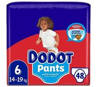 Dodot Pants Pañal-Braguita Talla 6, 48 Pañales, 14kg - 19kg, Con Barrera STOP Fugas Que Ayuda A Prevenir Fugas Traseras