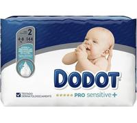 Dodot PRO Sensitive+ Pañales Bebé Talla 2 (4-8 kg), 144 Pañales, Ayuda a Prevenir Irritaciones, Piel Sensible, Alta Absorción, Indicador de Humedad, Testado Dermatológicamente