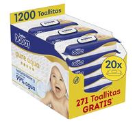 Dodot Pure Aqua Nuevo Toallitas con Textura para Bebé, 20 Paquetes de 60 Unidades = 1200 Toallitas, Textura Suave y Loción con 99% de Agua