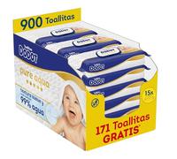 Dodot Pure Aqua Toallitas con Textura Suave para bebé, 900 toallitas (15 Packs de 60 unidades), con loción de 99% agua