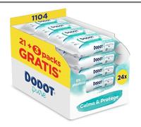 Dodot Pure Toallitas para Bebé,calma y protege con Aloe Vera para la piel sensible de tu bebé, 1104 Unidades (24 Packs x 46), 99% Agua, Sin Alcohol, Sin Plástico