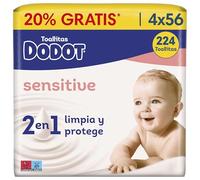 Dodot Sensitive Baby Wipes - Pack of 4 x 56 Wipes - Total: 224 Wipes
