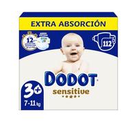 Dodot Sensitive Pañales Bebé Talla 3 (6-10 kg) - 112 Pañales Ultra Absorbentes Hasta 12 h Protección Antifugas Cuidado Piel Sensible Suaves Indicador Humedad Pañales Desechables