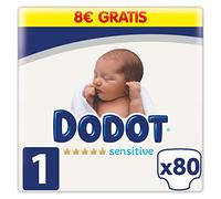 Dodot Sensitive Pañales, Talla 1, Pañales, 2-5 kg, Blanco, Talla Única, Vanilla, 80 Unidad