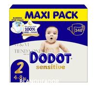 Dodot Sensitive pañales Talla 2 Pack Ahorro 2x174 Pañales (348 pañales), 4-8 kg, Protección de la Piel, Absorción Suave, Indicador de Humedad