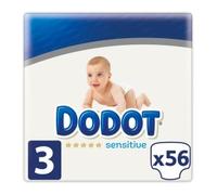 DODOT Sensitive - Pañales, 6 A 10 Kg, Blanco, Talla 3, Vanilla, 56 Unidad