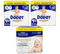 Dodot Sensitive Talla 4 Pañales Extra (2x48 uds) + Toallitas Aqua Touch 288 uds