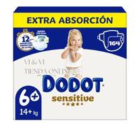 Dodot Sensitive Talla 6+ (+14 kg) Pack Ahorro 164 Pañales - Máxima protección y suavidad para pieles sensibles, ajuste cómodo y absorción inmediata
