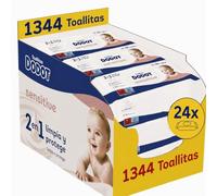 Dodot Sensitive Toallitas para Bebé 24 Paquetes x 56 Toallitas, 1344 Toallitas en Total, Formato Ahorro con Tapa Blanda