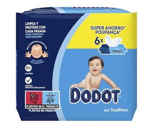 Dodot Toallitas Bebé Seco para Bebé, 384 toallitas, recupera el pH de la piel del bebé (6 Paquetes de 64)
