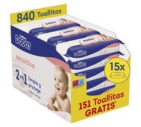 Dodot Toallitas Bebé Sensitive, 840 Toallitas (15 Packs x 55 uds)