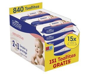 Dodot Toallitas Bebé Sensitive, 840 Toallitas (15 Packs x 56 uds) (El empaque puede variar)