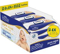 Dodot Toallitas Pure Aqua Para Bebé,1152 Toallitas (24 Packs de 48 Unidades),Ayuda A Restaurar El PH Natural De La Piel, 99% Agua, Sin plástico