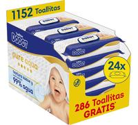 Dodot Toallitas Pure Aqua Para Bebé,1152 Toallitas (24 Packs de 48 Unidades),Ayuda A Restaurar El PH Natural De La Piel, 99% Agua, Sin plástico