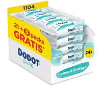 Dodot Toallitas Pure Calma & Protege Para Bebé, 1104 Toallitas (24 Pack De 46 Unidades), Ayuda a restaurar el pH natural de la piel, 99% Agua, Sin plástico