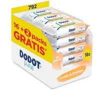 Dodot Toallitas Pure Cuida & Protege Para Bebé 18 Paquetes De 44 Unidades = 792 Toallitas, Ayuda a restaurar el pH natural de la piel, una gota de Caléndula
