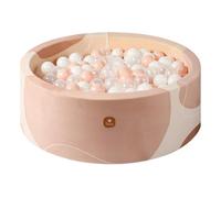 Dodozen Piscina de Bolas 90x30cm/200 Bolas ∅ 7cm para Bebé/Niño - Redonda de Espuma Viscoelástica Terciopelo Súper Suave - Pêche au Miel: Blanco/Transparente/Rosa