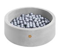 Dodozen Piscina de Pelotas Suave 90x30 cm con 150 Pelotas de para Bebés y Niños - Espuma de Alta Resiliencia - Terciopelo Súper Suave - Funda Desmontable - Gris: Plata