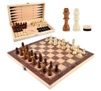 DODUOS 3 En 1 Ajedrez Madera, Juego de Ajedrez Plegable de Madera,Chess Board Ajedrez Viaje,Ajedreze de Viaje,Chess Set Tablero Ajedrezs, Juego De Ajedrez para NiñOs, Juego de Ajedezs para Fiestas