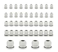 DODUOS 44 piezas Cable Gland Set IP68 impermeable bloqueo Cable Gland, ajustable Cable Gland M12, M16, M20, M25, M32 - Nylon Plástico, Blanco