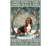 Dodurou Basset Hound Once Upon The Time There was The Girl Who Really Tin Sign Retro Style Miller Beer Bar Den Halloween Painting Metal 15.2 x 20.3 cm