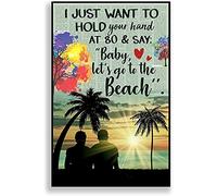 Dodurou Beach Vibes LGBT Decor I Just Want to Hold Your Hand at 80 and Say Baby Let's Go to The Beach - Letrero de metal vintage para interiores y exteriores, póster retro vintage de 12 x 16 pulgadas
