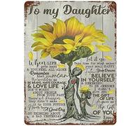 Dodurou Cartel de metal vintage con texto en inglés «To My Daughter Life Gave Me The of You», letrero de metal, pintura de hierro, decoración de pared retro, arte nostálgico de pared para el hogar